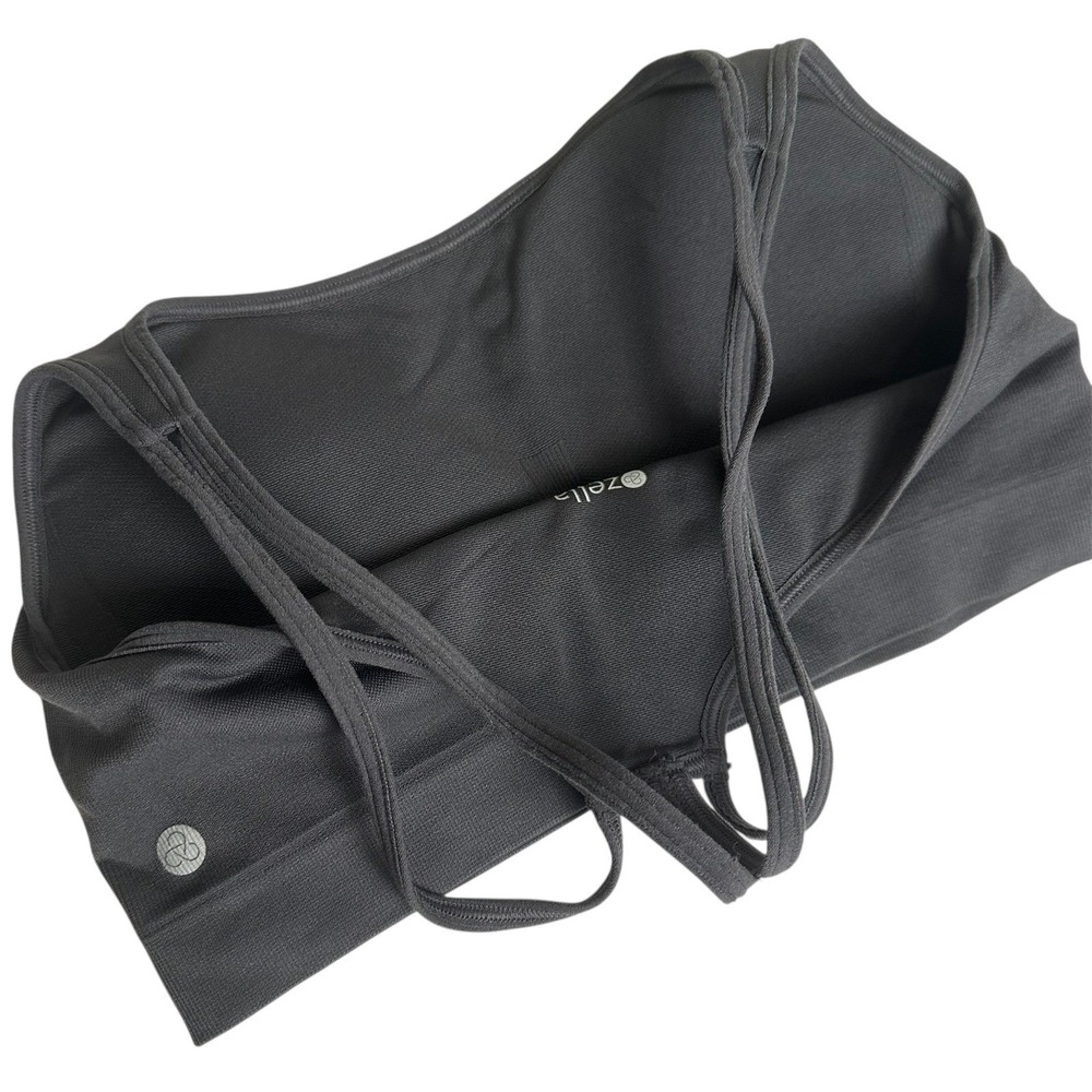 Zella Sports Bra Women Large Charcoal Gray Seamless Multi-Strap Racerback Padded - Picture 4 of 8